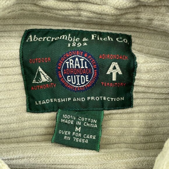 Abercrombie & Fitch Co. Beige Corduroy Button-Up Outdoor M 100% Cotton 1513 - Picture 3 of 7